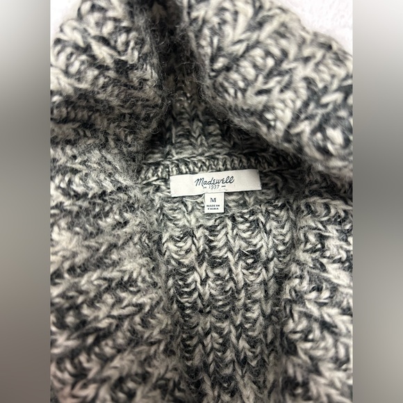 Madewell Women’s Medium Black & White Wool Blend Knit Cowl Neck Sweater - Picture 5 of 13